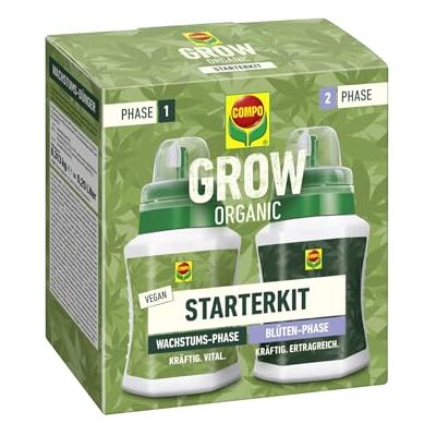 Compo GROW ORGANIC Starterkit für Spezialkulturen Dünger für die Wachstums- und Blütenphase Indoor & Outdoor organisch 2x250 ml, braun Compo GROW ORGANIC Starterkit für Spezialkulturen Dünger für die Wachstums- und Blütenphase Indoor & Outdoor organisch 2x250 ml, braun