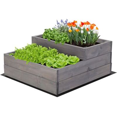 MODO24 Hochbeet Holz, 2-stufiger, Blumenkasten 27x60x63 cm, Grau Komplettes Anzuchtset inkl. Schrauben, Dekoratives Gemüsebeet, Kräuterbeet & Blumenkasten für Garten und Terrasse MODO24 Hochbeet Holz, 2-stufiger, Blumenkasten 27x60x63 cm, Grau Komplettes Anzuchtset inkl. Schrauben, Dekoratives Gemüsebeet, Kräuterbeet & Blumenkasten für Garten und Terrasse