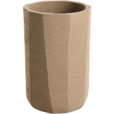 Beliani Blumentopf Zement Taupe rund 33x33 cm asymmetrisch Indoor & Outdoor 50 cm hoch modern Lavanttal Beliani Blumentopf Zement Taupe rund 33x33 cm asymmetrisch Indoor & Outdoor 50 cm hoch modern Lavanttal