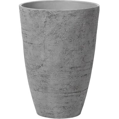 Beliani Blumentopf Mineralwerkstoff grau rund 43x43 cm 60 cm hoch modern Indoor & Outdoor Camia Beliani Blumentopf Mineralwerkstoff grau rund 43x43 cm 60 cm hoch modern Indoor & Outdoor Camia