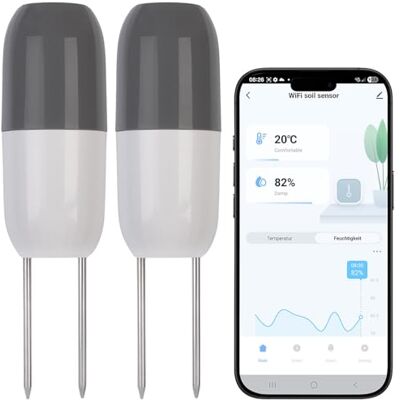 Royal Gardineer WLAN Pflanzen Sensoren: 2er-Set Smarter WLAN-Bodenfeuchtigkeits- & Temperaratursensor, App (Pflanzen Feuchtigkeit Sensoren, Pflanzenpflege) Royal Gardineer WLAN Pflanzen Sensoren: 2er-Set Smarter WLAN-Bodenfeuchtigkeits- & Temperaratursensor, App (Pflanzen Feuchtigkeit Sensoren, Pflanzenpflege)