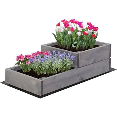 MODO24 Hochbeet Holz, 2-stufiger, Blumenkasten 18x30x63 cm, Grau Komplettes Anzuchtset inkl. Schrauben, Dekoratives Gemüsebeet, Kräuterbeet & Blumenkasten für Garten und Terrasse MODO24 Hochbeet Holz, 2-stufiger, Blumenkasten 18x30x63 cm, Grau Komplettes Anzuchtset inkl. Schrauben, Dekoratives Gemüsebeet, Kräuterbeet & Blumenkasten für Garten und Terrasse