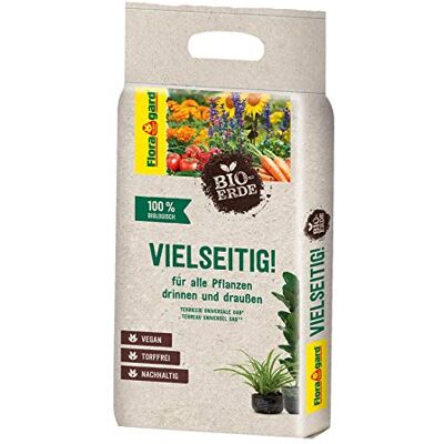 Floragard Bio-Erde Vielseitig, Universalerde mit veganem Dünger für Zimmer-, Balkon- und Gartenpflanzen, 3 L Floragard Bio-Erde Vielseitig, Universalerde mit veganem Dünger für Zimmer-, Balkon- und Gartenpflanzen, 3 L