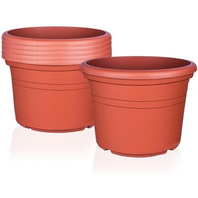 BigDean 6X Blumentopf Ø 25 cm Terrakotta Kunststoff Pflanztopf 25 x 18 cm Containertopf, Übertopf, Pflanzkübel rund, Stabile Blumentöpfe, Robust & Langlebig, UV Beständig, Wetterfest BigDean 6X Blumentopf Ø 25 cm Terrakotta Kunststoff Pflanztopf 25 x 18 cm Containertopf, Übertopf, Pflanzkübel rund, Stabile Blumentöpfe, Robust & Langlebig, UV Beständig, Wetterfest