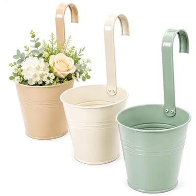 com-four ® 3X Blumentopf zum Hängen, Dekorative Hängetöpfe in sanften Garten und Küche Pflanzentopf aus Metall mit Haken für Blumen und Kräuter com-four ® 3X Blumentopf zum Hängen, Dekorative Hängetöpfe in sanften Garten und Küche Pflanzentopf aus Metall mit Haken für Blumen und Kräuter