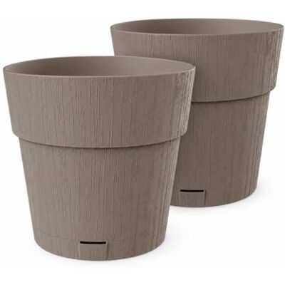 Kreher Ethica Pflanzkübel Ø 40 x H 40 cm mit Wasserspeicher, Taupe, 2 Stück Kreher Ethica Pflanzkübel Ø 40 x H 40 cm mit Wasserspeicher, Taupe, 2 Stück