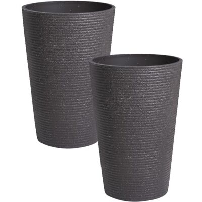 Beliani Blumentopf 2er Set schwarz 35 cm rund Meum Beliani Blumentopf 2er Set schwarz 35 cm rund Meum
