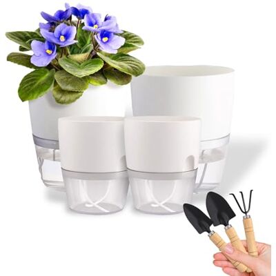 DHSUN 4 stücke Blumentopf Weiß Kräutertopf Plastik mit Selbstbewässerung und Wasserspeicher Plant Pot Küchenkräuter Blumentopf mit Bewässerungssystem für Küche, Balkon, Schlafzimmer DHSUN 4 stücke Blumentopf Weiß Kräutertopf Plastik mit Selbstbewässerung und Wasserspeicher Plant Pot Küchenkräuter Blumentopf mit Bewässerungssystem für Küche, Balkon, Schlafzimmer