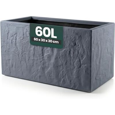Kreher ® Pflanzkübel Anthrazit/Hellgrau Blumentopf Kunststoff Steinoptik frostfest & UV-beständig 30x30x30, 40x40x40, 60x30x30 cm 1er/2er Set Balkon Garten (1, Anthrazit, 60 x 30 x 30 cm) Kreher ® Pflanzkübel Anthrazit/Hellgrau Blumentopf Kunststoff Steinoptik frostfest & UV-beständig 30x30x30, 40x40x40, 60x30x30 cm 1er/2er Set Balkon Garten (1, Anthrazit, 60 x 30 x 30 cm)