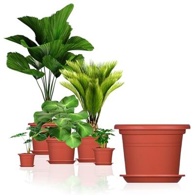 BigDean 3X Blumentopf mit Untersetzer Ø 35 cm Terrakotta 35 x 25 cm Topf Blumentöpfe Kunststoff Pflanztopf Containertopf Übertopf Pflanzkübel rund, Robust & Langlebig, UV Beständig, Wetterfest BigDean 3X Blumentopf mit Untersetzer Ø 35 cm Terrakotta 35 x 25 cm Topf Blumentöpfe Kunststoff Pflanztopf Containertopf Übertopf Pflanzkübel rund, Robust & Langlebig, UV Beständig, Wetterfest