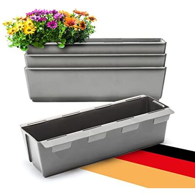 BigDean 4 Paletten Blumenkästen Einsatz mit Hängesystem 37cm Beton grau Blumenkasten für Palette Pflanzkasten für Europalette Balkonkasten Blumentopf aus recyceltem PP-Kunststoff MADE IN GERMANY BigDean 4 Paletten Blumenkästen Einsatz mit Hängesystem 37cm Beton grau Blumenkasten für Palette Pflanzkasten für Europalette Balkonkasten Blumentopf aus recyceltem PP-Kunststoff MADE IN GERMANY