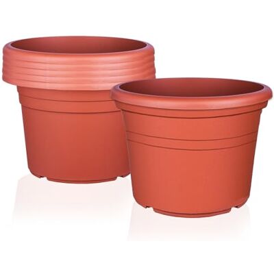 BigDean 6X Blumentopf Ø 35 cm Terrakotta Kunststoff Pflanztopf 35 x 25 cm Containertopf, Übertopf, Pflanzkübel rund, Stabile Blumentöpfe, Robust & Langlebig, UV Beständig, Wetterfest BigDean 6X Blumentopf Ø 35 cm Terrakotta Kunststoff Pflanztopf 35 x 25 cm Containertopf, Übertopf, Pflanzkübel rund, Stabile Blumentöpfe, Robust & Langlebig, UV Beständig, Wetterfest