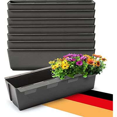 BigDean 8 Paletten Blumenkästen Einsatz mit Hängesystem 37cm anthrazit Blumenkasten für Palette Pflanzkasten für Europalette Balkonkasten Blumentopf aus recyceltem PP-Kunststoff MADE IN GERMANY BigDean 8 Paletten Blumenkästen Einsatz mit Hängesystem 37cm anthrazit Blumenkasten für Palette Pflanzkasten für Europalette Balkonkasten Blumentopf aus recyceltem PP-Kunststoff MADE IN GERMANY