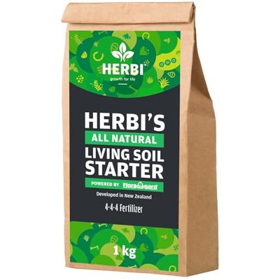 Floragard Herbi’s Living Soil Starter NPK 4-4-4, organischer Dünger für die Wachstumsphase, 1 kg Floragard Herbi’s Living Soil Starter NPK 4-4-4, organischer Dünger für die Wachstumsphase, 1 kg