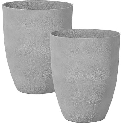 Beliani Blumentopf 2er Set Mineralwerkstoff grau rund 43x43 cm 52 cm hoch modern Outdoor & Indoor Croton Beliani Blumentopf 2er Set Mineralwerkstoff grau rund 43x43 cm 52 cm hoch modern Outdoor & Indoor Croton