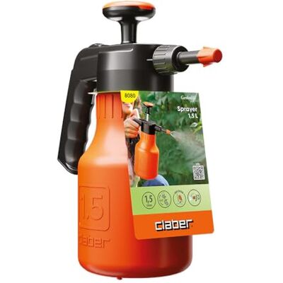 Claber Drucksprühgerät 1,5 L – Pumpzerstäuber für Garten, Gemüsebeet und Pflanzen, Einstellbare Düse, Chemikalienbeständig Claber Drucksprühgerät 1,5 L – Pumpzerstäuber für Garten, Gemüsebeet und Pflanzen, Einstellbare Düse, Chemikalienbeständig