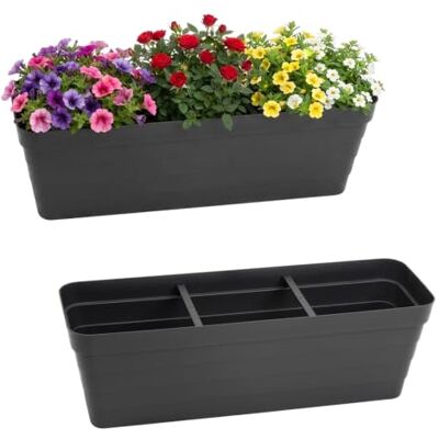 Spetebo 2er Set Blumenkasten anthrazit mit Bewässerungsboden 60 x 20 cm Kunststoff Pflanzkasten für Außen und Innen mit Bewässerungseinsatz Garten Blumentopf Pflanztopf Blumenkübel Pflanzkübel Spetebo 2er Set Blumenkasten anthrazit mit Bewässerungsboden 60 x 20 cm Kunststoff Pflanzkasten für Außen und Innen mit Bewässerungseinsatz Garten Blumentopf Pflanztopf Blumenkübel Pflanzkübel