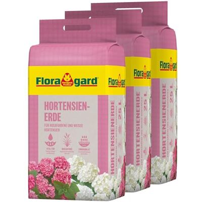 Floragard Hortensienerde rosa/weiß, Spezialerde zum Pflanzen und Umtopfen in Beet und Kübel, 3 x 25 L (75 L) Floragard Hortensienerde rosa/weiß, Spezialerde zum Pflanzen und Umtopfen in Beet und Kübel, 3 x 25 L (75 L)