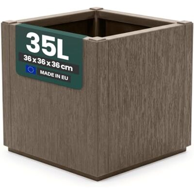 Kreher ® XL Pflanzkasten & Blumenkasten aus Kunststoff, UV- & frostbeständig, mit Drainage, für Garten, Balkon & Terrasse (1 Stück Pflanzkasten (schmale Version) in Taupe) Kreher ® XL Pflanzkasten & Blumenkasten aus Kunststoff, UV- & frostbeständig, mit Drainage, für Garten, Balkon & Terrasse (1 Stück Pflanzkasten (schmale Version) in Taupe)