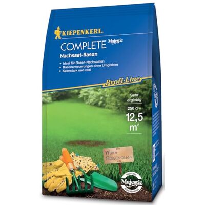 Kiepenkerl "Complete" Nachsaat-Rasensamen 662209, Rasensaat Hochbelastbar, Rasen-Reparaturmischung, Schattenrasen, Turbo Nachsaat Rasen, 0,25 kg Kiepenkerl "Complete" Nachsaat-Rasensamen 662209, Rasensaat Hochbelastbar, Rasen-Reparaturmischung, Schattenrasen, Turbo Nachsaat Rasen, 0,25 kg