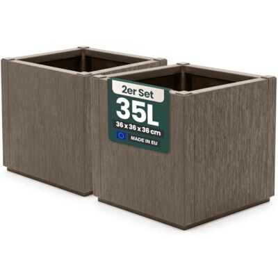 Kreher ® XL Pflanzkasten & Blumenkasten aus Kunststoff, UV- & frostbeständig, mit Drainage, für Garten, Balkon & Terrasse (2 x Pflanzkasten (schmale Version) in Taupe) Kreher ® XL Pflanzkasten & Blumenkasten aus Kunststoff, UV- & frostbeständig, mit Drainage, für Garten, Balkon & Terrasse (2 x Pflanzkasten (schmale Version) in Taupe)
