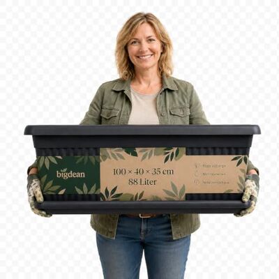 BigDean XXXL Blumenkübel 100×40×35cm 88 L Blumenkasten Blumentopf groß Mediterranes Design, Lieferung inkl. Untersetzer, Farbe: Anthrazit, Pflanzkübel, XXXL, Extra-Groß, Pflanztopf, XL BigDean XXXL Blumenkübel 100×40×35cm 88 L Blumenkasten Blumentopf groß Mediterranes Design, Lieferung inkl. Untersetzer, Farbe: Anthrazit, Pflanzkübel, XXXL, Extra-Groß, Pflanztopf, XL