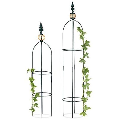Relaxdays Rankhilfe, 2er Set, freistehend, Beet, Topfpflanzen, wetterfest, Kletterhilfe H: 99,5 cm & 80 cm, dunkelgrün Relaxdays Rankhilfe, 2er Set, freistehend, Beet, Topfpflanzen, wetterfest, Kletterhilfe H: 99,5 cm & 80 cm, dunkelgrün