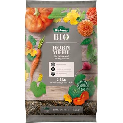 Dehner Bio Hornmehl, 2.5 kg, für ca. 25 qm hochwertiger Dünger für Balkonpflanzen / Gartenpflanzen, natürlicher Stickstoffdünger, ökologisch wertvoll Dehner Bio Hornmehl, 2.5 kg, für ca. 25 qm hochwertiger Dünger für Balkonpflanzen / Gartenpflanzen, natürlicher Stickstoffdünger, ökologisch wertvoll