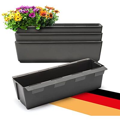 BigDean 4 Paletten Blumenkästen Einsatz mit Hängesystem 37cm anthrazit Blumenkasten für Palette Pflanzkasten für Europalette Balkonkasten Blumentopf aus recyceltem PP-Kunststoff MADE IN GERMANY BigDean 4 Paletten Blumenkästen Einsatz mit Hängesystem 37cm anthrazit Blumenkasten für Palette Pflanzkasten für Europalette Balkonkasten Blumentopf aus recyceltem PP-Kunststoff MADE IN GERMANY