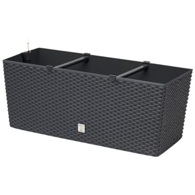 Unbekannt Blumenkasten Schwarz Balkonkasten Rattan Optik Pflanzkasten Bewässerung Wasseranzeiger Unbekannt Blumenkasten Schwarz Balkonkasten Rattan Optik Pflanzkasten Bewässerung Wasseranzeiger