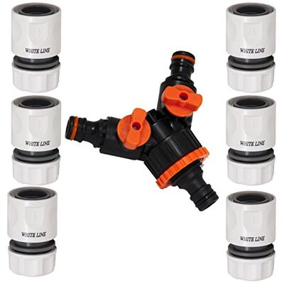 unbekannt 6 x Schlauchkupplung weiß,1 x Y Verteiler mit Hahn unbekannt 6 x Schlauchkupplung weiß,1 x Y Verteiler mit Hahn