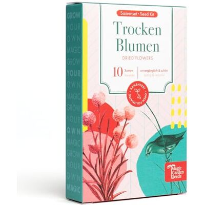 Magic Garden Seeds Trockenblumen Samenset mit 10 samenfesten Sorten Unvergänglich und schön • Ideal für Anfänger, als kleines Geschenk oder für den Eigenbedarf Magic Garden Seeds Trockenblumen Samenset mit 10 samenfesten Sorten Unvergänglich und schön • Ideal für Anfänger, als kleines Geschenk oder für den Eigenbedarf