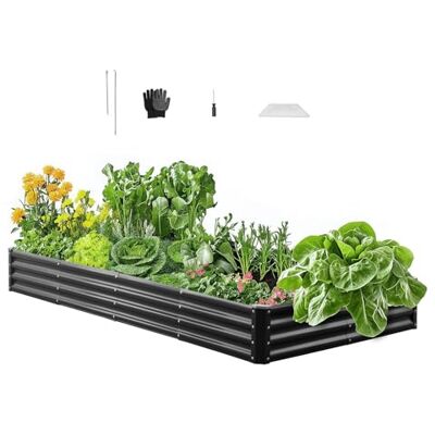 VEVOR Hochbeet Metall 2400x1200x290 mm, Pflanzbeet, Gemüsebeet, Pflanzkasten mit offenem Boden & abgerundeten Kanten, Blumenbeet, Kräuterbeet, ideal für Gemüse, Blumen, Kräuter & Sukkulenten VEVOR Hochbeet Metall 2400x1200x290 mm, Pflanzbeet, Gemüsebeet, Pflanzkasten mit offenem Boden & abgerundeten Kanten, Blumenbeet, Kräuterbeet, ideal für Gemüse, Blumen, Kräuter & Sukkulenten