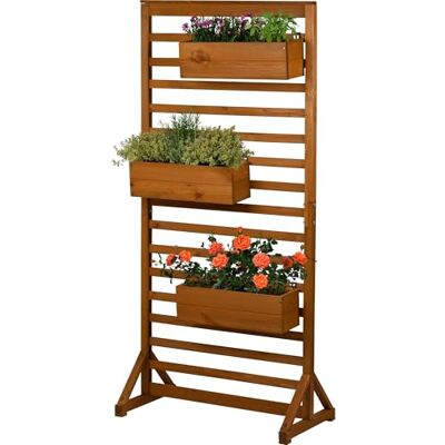 dobar ® Holz Paravent Rankgitter mit Pflanzkästen freistehende Spalierwand als Sichtschutz & Raumteiler für Garten, Balkon & Terrasse Rankhilfe für Kletterpflanzen mit 3 Blumenkästen 75 x 40 x 16 dobar ® Holz Paravent Rankgitter mit Pflanzkästen freistehende Spalierwand als Sichtschutz & Raumteiler für Garten, Balkon & Terrasse Rankhilfe für Kletterpflanzen mit 3 Blumenkästen 75 x 40 x 16