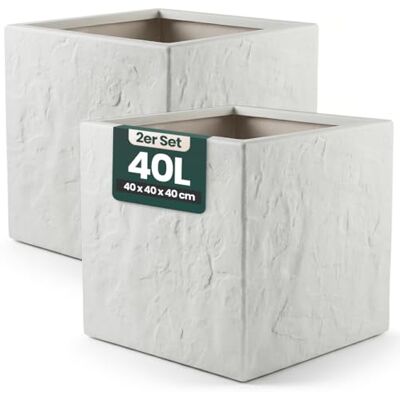 Kreher ® Pflanzkübel Anthrazit/Hellgrau Blumentopf Kunststoff Steinoptik frostfest & UV-beständig 30x30x30, 40x40x40, 60x30x30 cm 1er/2er Set Balkon Garten (2, Hellgrau, 40 x 40 x 40 cm) Kreher ® Pflanzkübel Anthrazit/Hellgrau Blumentopf Kunststoff Steinoptik frostfest & UV-beständig 30x30x30, 40x40x40, 60x30x30 cm 1er/2er Set Balkon Garten (2, Hellgrau, 40 x 40 x 40 cm)
