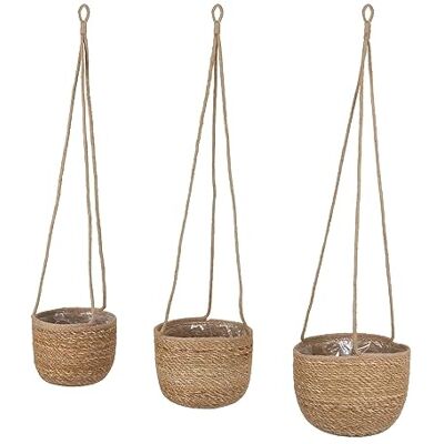 Spetebo Seegras Blumenampel Natur 3er Set 23, 20, 17 cm Pflanztopf zum Hängen aus Naturmaterial Hänge Blumentopf Pflanzen Halter mit Innenfolie Spetebo Seegras Blumenampel Natur 3er Set 23, 20, 17 cm Pflanztopf zum Hängen aus Naturmaterial Hänge Blumentopf Pflanzen Halter mit Innenfolie