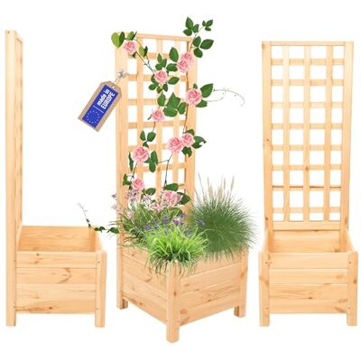 MODO24 Blumenkasten mit Rankgitter Pflanzkübel 116x40x40 cm, Natur FSC-Zertifizierte Blumenkästen & Pflanzkübel mit Rankhilfe, Dekorativer Pflanzkasten & Rankgitter Garten, Terrasse & Balkon MODO24 Blumenkasten mit Rankgitter Pflanzkübel 116x40x40 cm, Natur FSC-Zertifizierte Blumenkästen & Pflanzkübel mit Rankhilfe, Dekorativer Pflanzkasten & Rankgitter Garten, Terrasse & Balkon