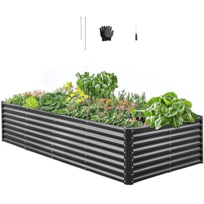 VEVOR Hochbeet Metall 2400x1200x600 mm, Pflanzbeet, Gemüsebeet, Pflanzkasten mit offenem Boden & abgerundeten Kanten, großes Blumenbeet, Kräuterbeet, ideal für Gemüse, Blumen, Kräuter & Sukkulenten VEVOR Hochbeet Metall 2400x1200x600 mm, Pflanzbeet, Gemüsebeet, Pflanzkasten mit offenem Boden & abgerundeten Kanten, großes Blumenbeet, Kräuterbeet, ideal für Gemüse, Blumen, Kräuter & Sukkulenten