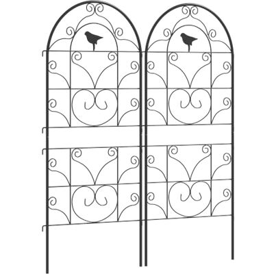 Outsunny Rankgitter Metall 2er Set zum Stecken Rostfrei 50x120 cm Schwarz Rankhilfe mit Vogeldesign für Kletterpflanzen, Spalier für Zimmerpflanzen, Pflanzenspalier für Tomaten Blumen Outsunny Rankgitter Metall 2er Set zum Stecken Rostfrei 50x120 cm Schwarz Rankhilfe mit Vogeldesign für Kletterpflanzen, Spalier für Zimmerpflanzen, Pflanzenspalier für Tomaten Blumen