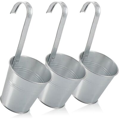 com-four ® 3X Blumentopf zum Hängen für Balkon, Hängetopf für Pflanzen Pflanzenübertopf mit Haken für Garten com-four ® 3X Blumentopf zum Hängen für Balkon, Hängetopf für Pflanzen Pflanzenübertopf mit Haken für Garten
