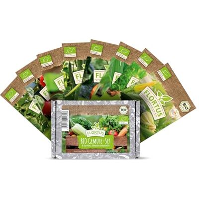 FLORTUS Freude an Vielfalt FLORTUS Bio Gemüsesamen Set aus 8 Sorten Bio Saatgut aus Pflanzensamen Ideal als Geschenk Für Balkon und Garten draussen oder innen FLORTUS Freude an Vielfalt FLORTUS Bio Gemüsesamen Set aus 8 Sorten Bio Saatgut aus Pflanzensamen Ideal als Geschenk Für Balkon und Garten draussen oder innen