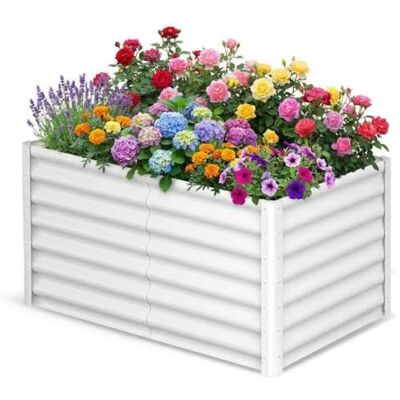 GarveeHome Hochbeet Metall 183x91x61cm, Verzinkt, Weiß, Garten, Extra Hoch GarveeHome Hochbeet Metall 183x91x61cm, Verzinkt, Weiß, Garten, Extra Hoch