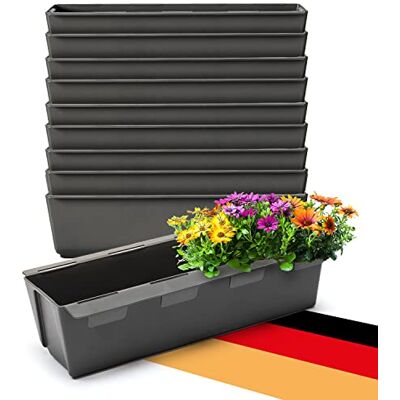BigDean 10 Paletten Blumenkästen Einsatz mit Hängesystem 37cm anthrazit Blumenkasten für Palette Pflanzkasten für Europalette Balkonkasten Blumentopf aus recyceltem PP-Kunststoff MADE IN GERMANY BigDean 10 Paletten Blumenkästen Einsatz mit Hängesystem 37cm anthrazit Blumenkasten für Palette Pflanzkasten für Europalette Balkonkasten Blumentopf aus recyceltem PP-Kunststoff MADE IN GERMANY