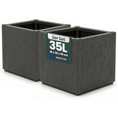 Kreher ® XL Pflanzkasten & Blumenkasten aus Kunststoff, UV- & frostbeständig, mit Drainage, für Garten, Balkon & Terrasse (2 Stück Pflanzkasten (schmale Version) in Anthrazit) Kreher ® XL Pflanzkasten & Blumenkasten aus Kunststoff, UV- & frostbeständig, mit Drainage, für Garten, Balkon & Terrasse (2 Stück Pflanzkasten (schmale Version) in Anthrazit)