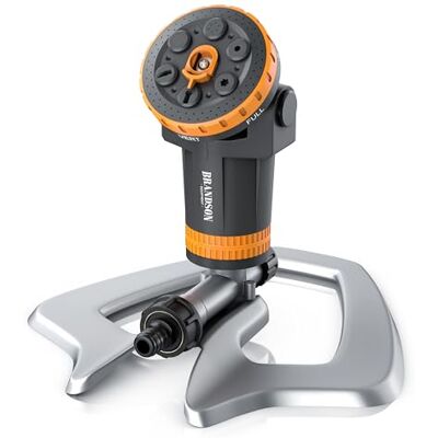 Brandson Garten Rasensprenger 3/4 Zoll Gartensprinkler mit Standfuß Metall – 6 Sprühmuster – 200 m2 Gesamtfläche Einstellbarer Sprühwinkel – Bewässerungssektor bis 360° Inkl Adapter 1/2 Zoll Brandson Garten Rasensprenger 3/4 Zoll Gartensprinkler mit Standfuß Metall – 6 Sprühmuster – 200 m2 Gesamtfläche Einstellbarer Sprühwinkel – Bewässerungssektor bis 360° Inkl Adapter 1/2 Zoll