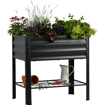 dobar ® Metall-Hochbeet auf Stelzen Pflanzkasten 110 L Hochbeet mit Ablagefläche für Balkon, Terrasse und Garten 80 x 51 x 80 cm Anthrazit dobar ® Metall-Hochbeet auf Stelzen Pflanzkasten 110 L Hochbeet mit Ablagefläche für Balkon, Terrasse und Garten 80 x 51 x 80 cm Anthrazit