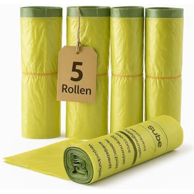 BigDean 5 Rollen Gelber Sack Gelbe Säcke (65 Stück) mit Zugband, 90 Liter, 15µ Wertstoffsack 65 Säcke perforiert auf 5 Rollen BigDean 5 Rollen Gelber Sack Gelbe Säcke (65 Stück) mit Zugband, 90 Liter, 15µ Wertstoffsack 65 Säcke perforiert auf 5 Rollen
