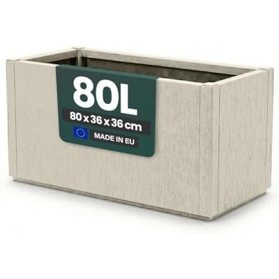 Kreher ® XL Pflanzkasten & Blumenkasten aus Kunststoff, UV- & frostbeständig, mit Drainage, für Garten, Balkon & Terrasse (1 Stück Pflanzkasten (breite Version) in Beige) Kreher ® XL Pflanzkasten & Blumenkasten aus Kunststoff, UV- & frostbeständig, mit Drainage, für Garten, Balkon & Terrasse (1 Stück Pflanzkasten (breite Version) in Beige)