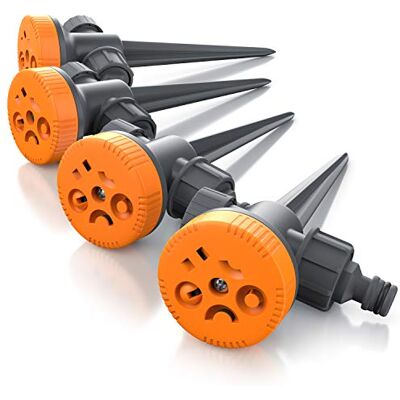 Brandson Rasensprenger 4er Set 5 Fach Rasensprinkler Flächenregner Garten Sprinkler für Verschiedene Flächenarten Kreis Halbkreis Viertelkreis Fächer beidseitig Strahl mit Wählscheibe Brandson Rasensprenger 4er Set 5 Fach Rasensprinkler Flächenregner Garten Sprinkler für Verschiedene Flächenarten Kreis Halbkreis Viertelkreis Fächer beidseitig Strahl mit Wählscheibe