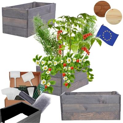 MODO24 Hochbeet Holz, Blumenkasten, Gartenbeet, 27x103x30 cm, Grau Robuster Pflanzkübel & Blumenbeet für Garten, Terrasse & Balkon, Hochbeet für Gemüsegarten, Naturholz Holzbeet Anzuchtbeet MODO24 Hochbeet Holz, Blumenkasten, Gartenbeet, 27x103x30 cm, Grau Robuster Pflanzkübel & Blumenbeet für Garten, Terrasse & Balkon, Hochbeet für Gemüsegarten, Naturholz Holzbeet Anzuchtbeet